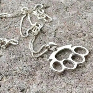 Brass Knuckles, Silver Knuckles Pendant, Mens Jewelry, Unisex Necklace, Mens